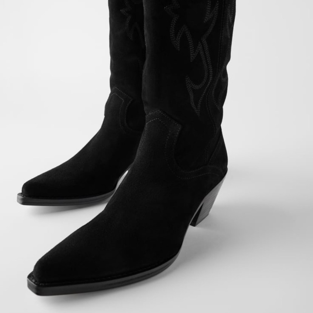 AUTUMN ZARA SPLIT LEATHER HEELED COWBOY BOOTS